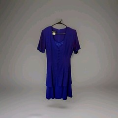 Vintage Be Smart Blue Layered Dress With Lace Accents size 7/8