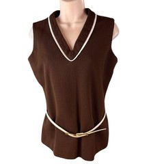 Vtg Butte Knit Cardigan Jacket Tank Belt 3 Piece Classic Womens P Large (939