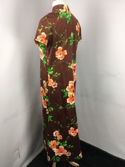 Vintage 70s Hilo Hattie Hawaiian Floral Psychedelic Maxi Dress Caftan 14 Muumuu