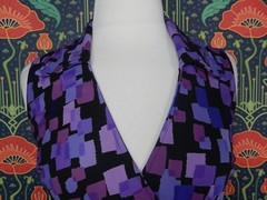 Vintage 90’s Y2K Purple Black Geometric Sleeveless Disco Wrap Knit Dress S