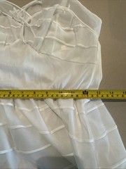 Vtg Michelene White 3/4 Length Nylon Peignoir Set Chemise Slip & Gown 34 (S)