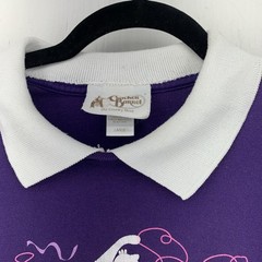 Vtg Women’s Large Cat Lady Collared Tshirt Colorful Boho Grunge Purple Kittens