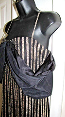 VTG Cach’e Dress Evening Prom Elegant Gold Metallic Black midi full Women’s 12