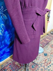 Handmade Wool Crepe Belted Suit Dress – Burgundy/Plum, Tailored Princess Seams,