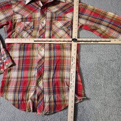 Van Heusen Womens Small Western Pearl Snap Shirt Red Plaid Vintage Long Sleeve