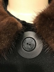 Vtg 50s 60s LAZARUS 100% CASHMERE Black SOFT MINK FUR Wedding Ring Collar Coat M