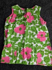 Vtg Made in Hawaii Hawaiian Bright Green Pink Flowers 2pc Set Playsuit 70s L/XL