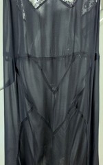 LATE 1920’S SHEER SILK CHIFFON + SILK LACE LONG DRESS W GREAT SEAM DETAIL