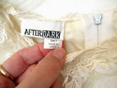 After Dark black and white lace dress, c. 1980s, 35″ chest