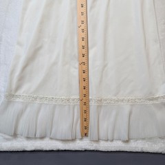 Vintage White Lace Trim Pleated Full Slip dress, Ruffle Hem,