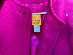 Vintage Christian Lacroix Pret-A-Porter Pink Suede Fringe Cashmere Wool Coat Sm