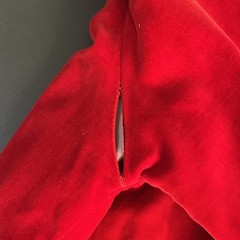 Vtg 1950s Red Crushed Velvet Long Jacket Pin Up Small/6 Wide Collar Over Coat