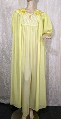 Vintage Yellow GMC Sheer Chiffon Peignoir Robe and Nightgown Blended SET M