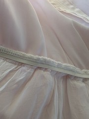 Vintage 60’s Pink Flocked Hearts White Lace Gown Dress Ruffles Southern Belle S