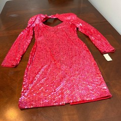 Vintage 80s NiteLine Red Sequin sexy Dress Deadstock Sz 10 NOS party cocktail