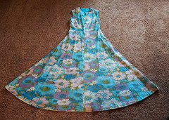 Vintage 70’s Floral Lurex Metallic Sleeveless Boho Maxi Dress M/L