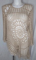 Dress Barn Coachella Crochet Asymmetrical Flare Sleeve KnitDress Grandmacore 2XL