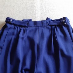 Vintage Stirrup Pants Chaus 10 – Blue High Waist Front Zip Poly Rayon Blend 80’s