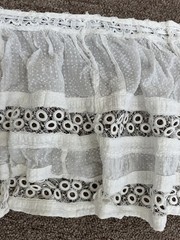Edwardian Victorian White Cotton Lace Ruffle for Petticoat Skirt 44”x12” piece