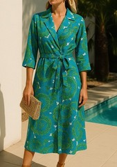 Vintage 70s Flower Child House Dress Teal Tie Dye Ethereal Fairy Robe Disco Med