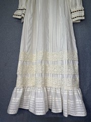Vintage Dress 70s Gunne Sax Style Edwardian White Lace Cream High Neck Prairie S