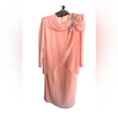Patra Formal Party Dress Womens Sz 14 Peach Vintage 80’s Rhinestone Patch Union