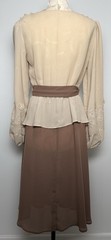 Vintage 70s Lace Appliqué Blouse Skirt Set M Sheer Romantic Chiffon Midi