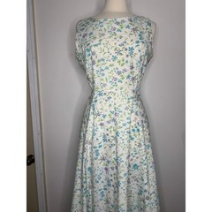 VTG 90s Victoria Holley Cottagecore Floral Fit & Flare Cotton Midi Dress 12