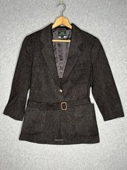 Willis & Geiger Russian Twill Wool Blazer Womens 6 Belted Safari USA Vtg