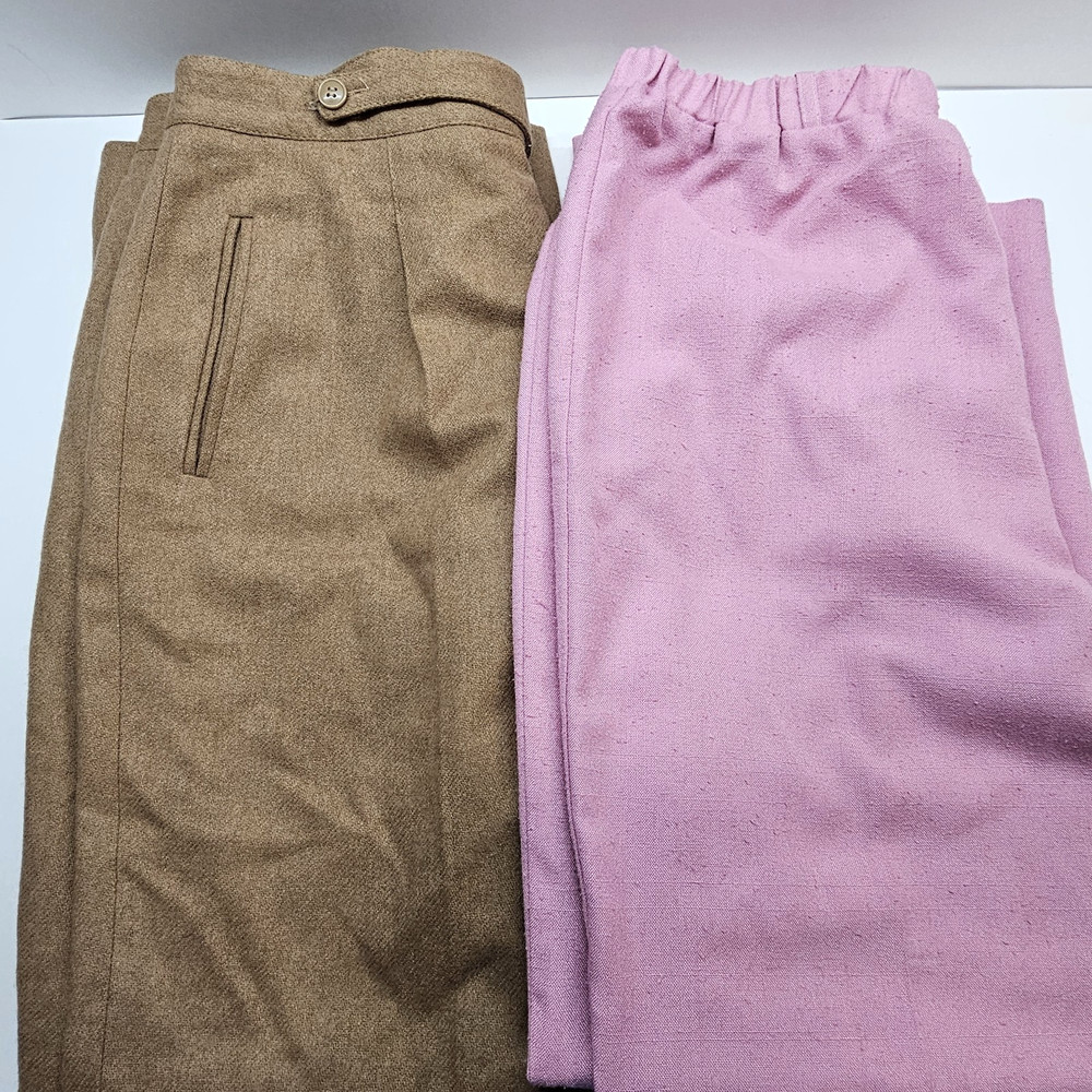 2 Vintage Pants Size 16, Wool and Polyester Slacks