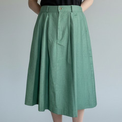 Vintage A Line Orvis Midi Skirt Womens 10 P Green Pleats Modest USA
