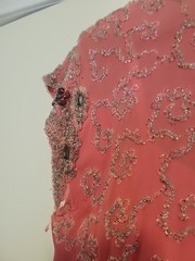 Vintage 40s 50s EXQUISITE Beaded Tulle Evening Dress Needs TLC