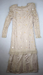 Vintage Women’s Dress Nuit Saks Fifth Avenue Lace Sequin Fringe Long Sleeve