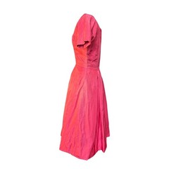 1950s Hot Pink Taffeta Bombshell Dress Suzy Perette New York Party Fit Flare