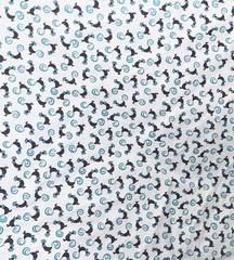 1950s Vintage White & Blue Rooster Print High Waist Rockabilly VLV Circle Skirt