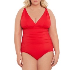 Time and Tru Red V-Neck One-Piece Swimsuit, Size 3X (24W-26W), NWOT