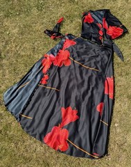 Vintage 1970s WRAP CROP TOP & SKIRT Set Outfit Black Red Disco Resort Bohemian