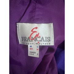 Vintage En Francais Huey Waltzer Purple Satin Cocktail Dress Pearl Detail Sz 8