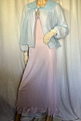Vintage negligee Nightgown semi sheer Nylon sleeveless 52 France XL lavender 60s
