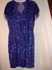 Vintage Timeless Classic Design Blue Casual Corner Designer Beaded Dress