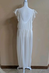 Vintage Ivory Nightgown 2X Plus Size Lace Pearl Beaded Nylon Made In USA Bridal