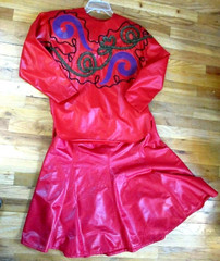 Vintage Red Western Shirt Skirt size 9 10 Womens Soft Faux Leather USA 1980s 90s