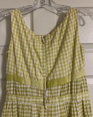 Vtg 1950s Tina Leser Gingham Dress Pleated Mid Century Designer Cotton Bow S M