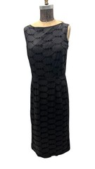 Vintage 1950’s Jerry Gilden Black Fitted Dress With Eyelet Overlay Sm-Md