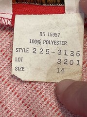 JC Penney Fashions Sz 14 Dress Red Short Sleeve Vintage Polyester Tie Waist 1970