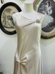 Vintage 1990s Champagne Bias Cut Bridal Gown | J.R. Nites by Caliendro