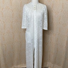 Vintage Action Scene By Rose Marie Reid White Lace House Dress Cover Up