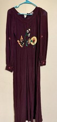 Vtg 70s Indian Cotton Gauze Maxi Dress S Sequin Butterfly Boho Made India⁠