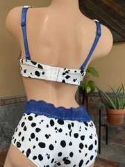 VINTAGE Y2K Fashion Bug COW And Lace Hipster Sz 7 Panty & 36B Bra Set NWT