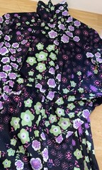 Vintage 1970s ILGWU Union Psychedelic Floral Prairie Maxi Mock Neck Dress 9/10